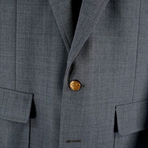 John Weitz Blue Gray Wool Blend 2 Gold Button Blazer 40L - Picture 5 of 13